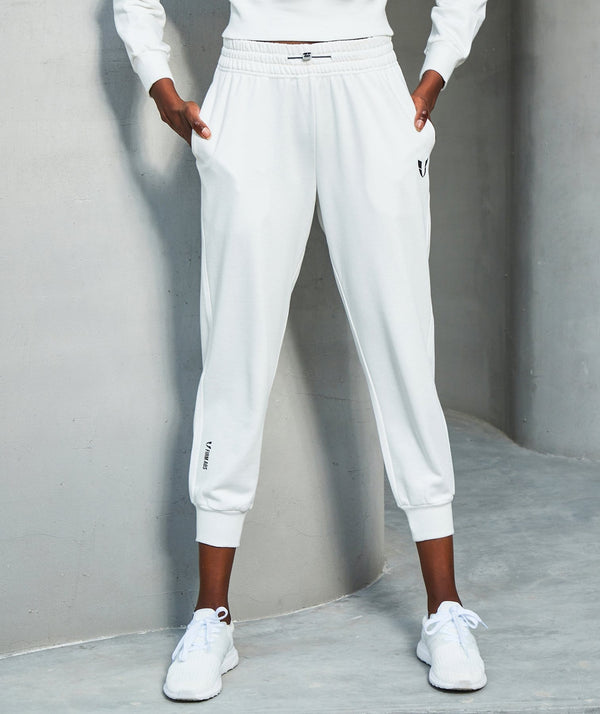 Ribbed Cuff Jogger Pants In White