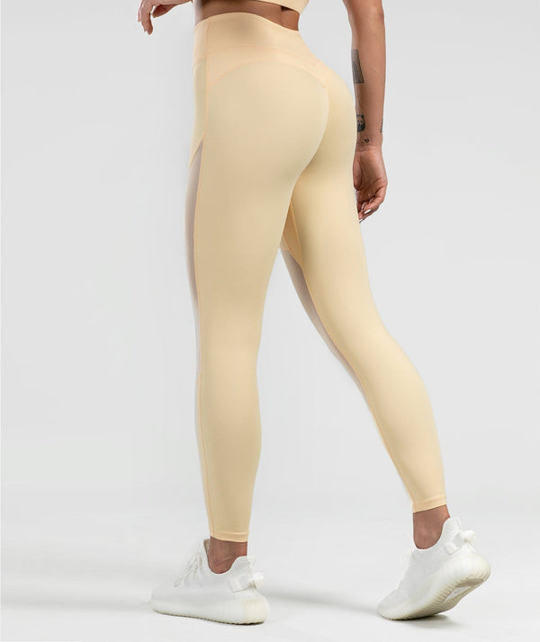 Mesh Training Leggings - Apricot - Firm Abs Fitness